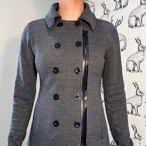 Women's MPG Victoria Fleece Sweatshirt Peacoat Jacket Gray SzS
